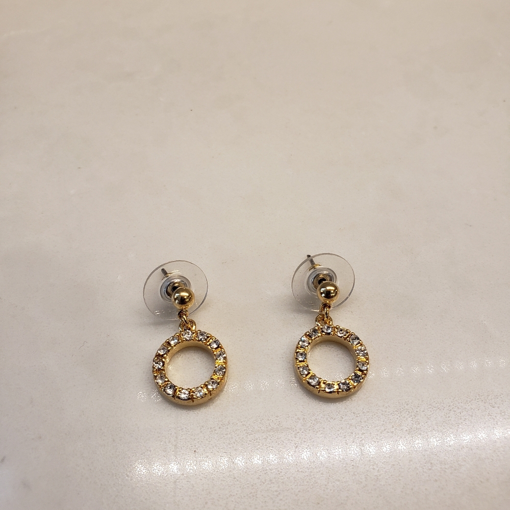Brand New Costume Jewelry Gold Round Drop Earrings 